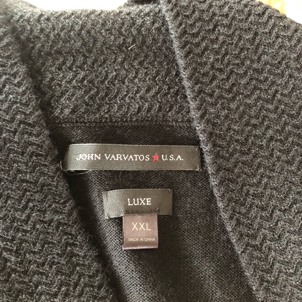 John Varvatos USA Luxe Black Shawl Collar Merino Wool Sweater XXL #0122 - Picture 4 of 6